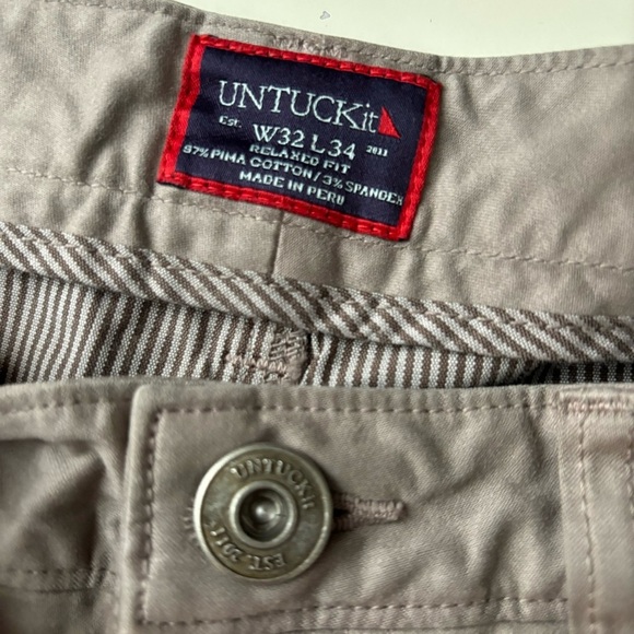 UNTUCKit Men’s Relaxed Fit 5-Pocket Pima Cotton Chino Pant 32x34 Taupe New - Picture 4 of 7